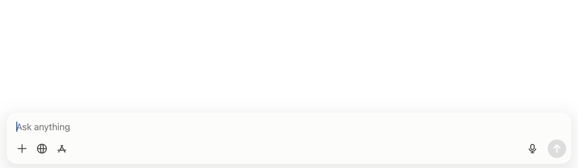 A blank AI Mode input reading Ask anything with no other content on the page